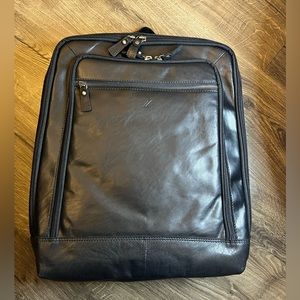Large leather Black laptop backpack 16*13 inch